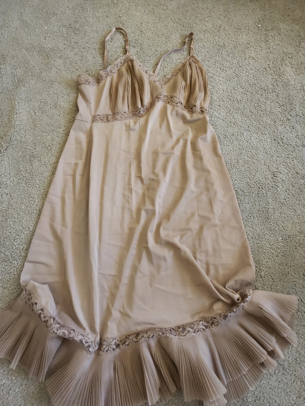 Women's Lace Trim Satin Slip Dress in Blush Vanity Fair